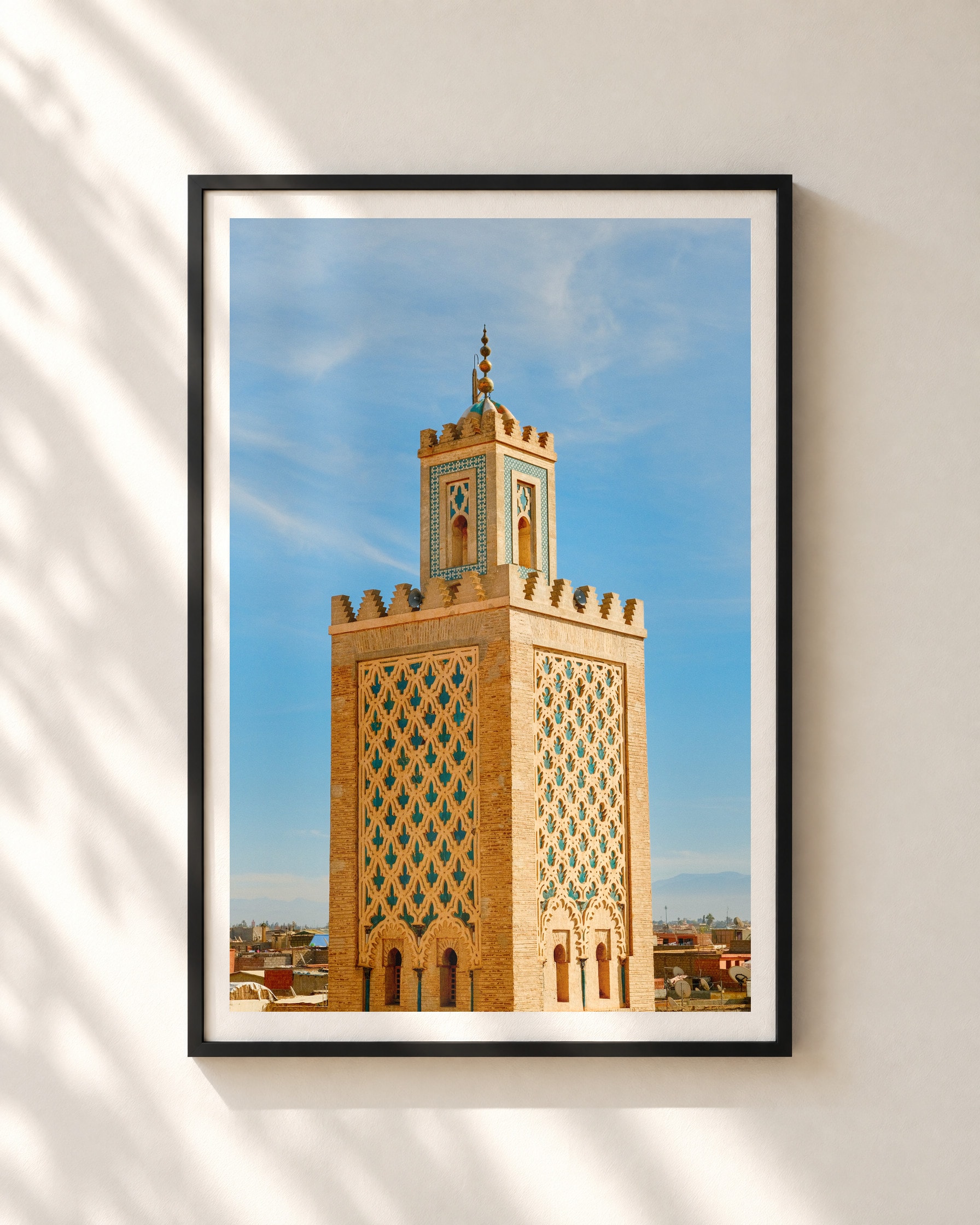 Kasbah Minaret, framed print shown on a wall