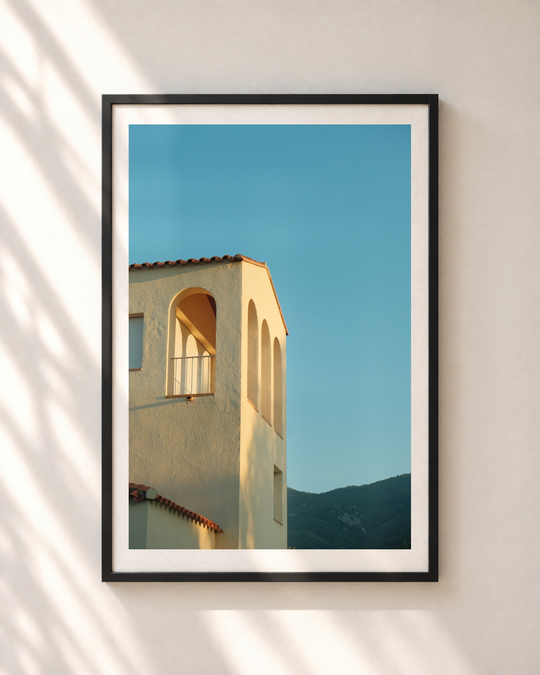 Tower at Golden Hour, framed print shown on a wall