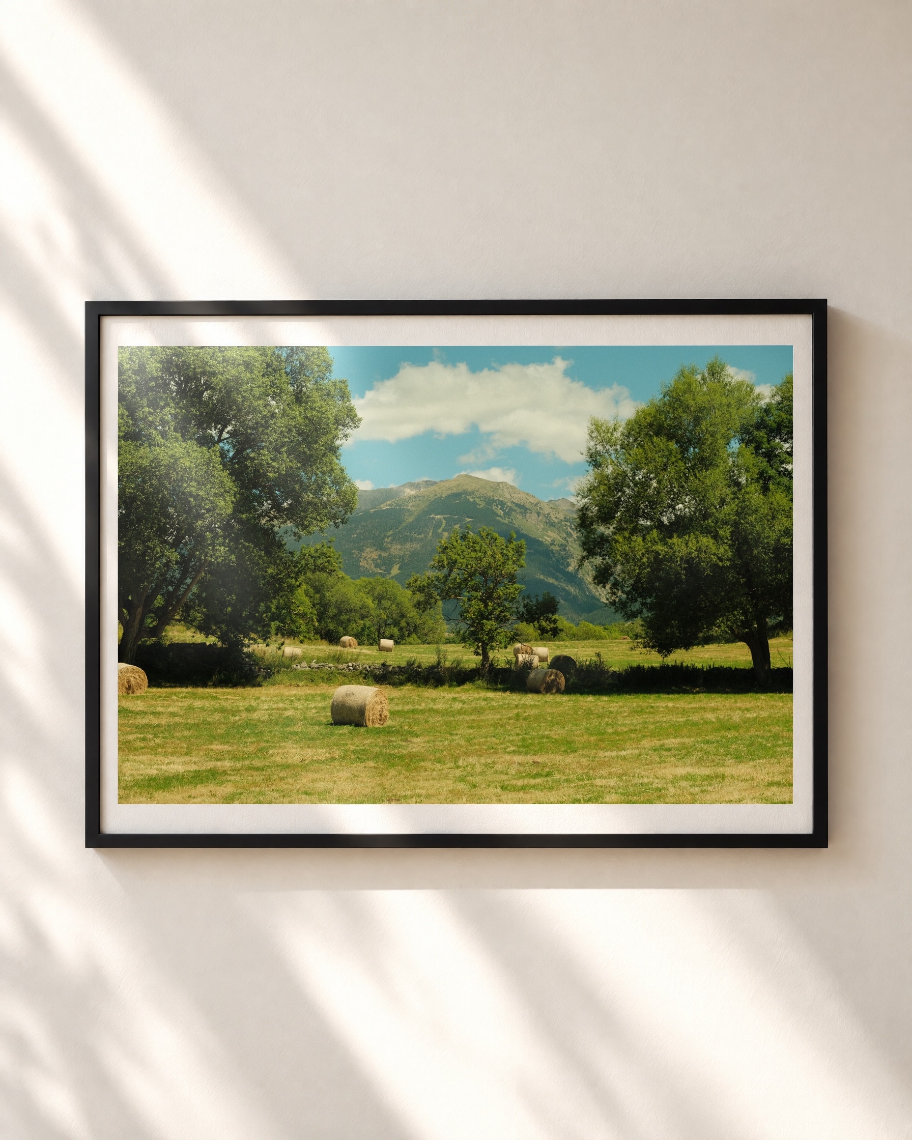 Hay Bales, Cerdagne, framed print shown on a wall