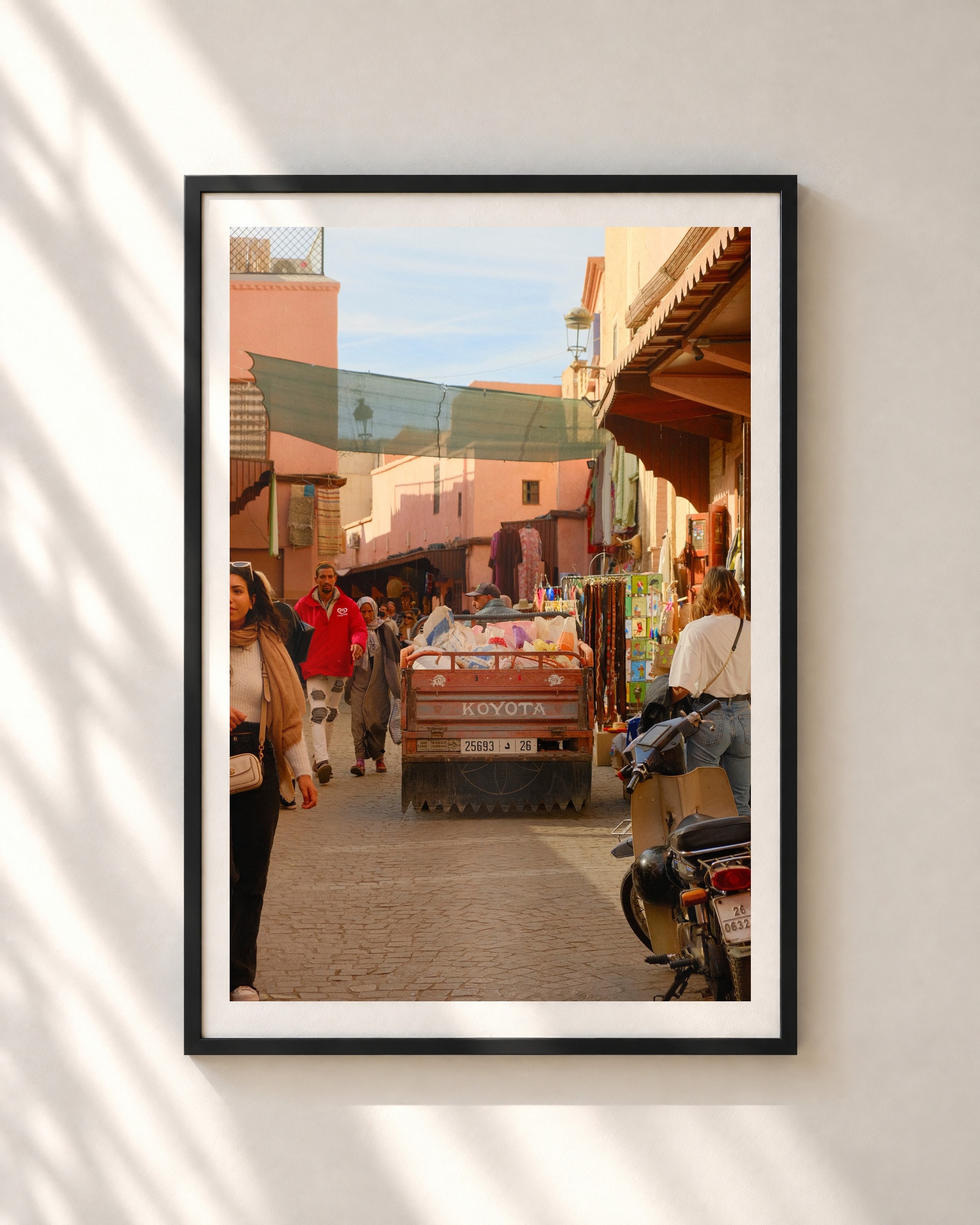 Marrakech Heat, framed print shown on a wall